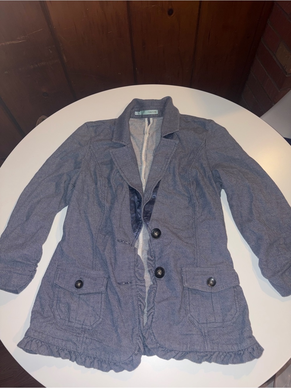 Maurices Light Blue Ruffle Hem Blazer Jacket